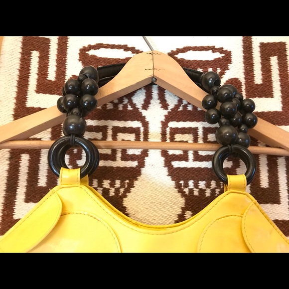 Vegan Leather Yellow Circular Purse - Picture 3 of 4